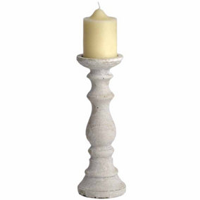 Medium Candle Holder - Stone - L11 x W11 x H30 cm - Cream