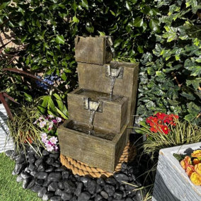Medium Coastal Shore Solar Powered Water Feature With Cover