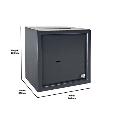 Medium Deposit Key Safe 16L Steel Security Safe, Grey Powder-Coated Finish