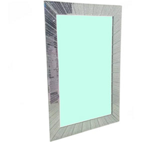 Medium Designer Silver Glitter Sunlight Lines Wall Mirror Frame Art Piece