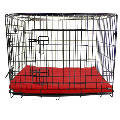 Medium Dog Bed Cage Crate Pet Waterproof Hygienic Bedding Tough Hardwearing Cushion Mat Red