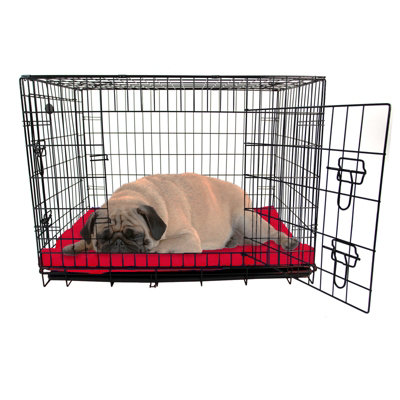 Medium Dog Bed Cage Crate Pet Waterproof Hygienic Bedding Tough Hardwearing Cushion Mat Red - 3