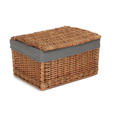 Medium Double Steamed Storage Hamper with Grey Sage Lining