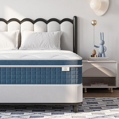 Medium Firm Hybrid Mattress with Memory Foam and Individually Wrapped Spring, 27CM Single Mattress,Blue