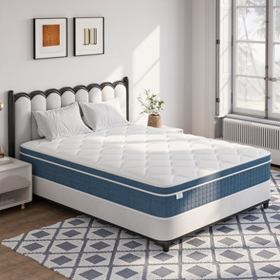 Medium Firm Hybrid Mattress with Memory Foam and Individually Wrapped Spring, 27CM Single Mattress,Blue