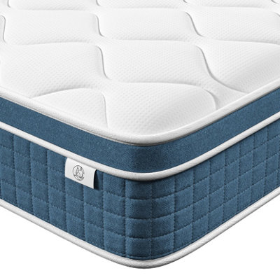 Medium Firm Hybrid Mattress with Memory Foam and Individually Wrapped Spring, 27CM Single Mattress,Blue