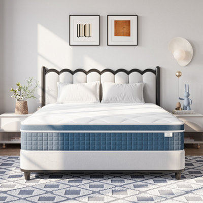 Medium Firm Hybrid Mattress with Memory Foam and Individually Wrapped Spring, 27CM Single Mattress,Blue