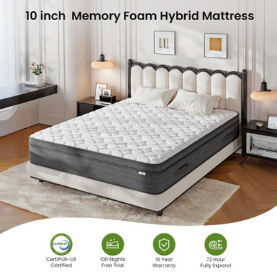 Medium Firm Hybrid Mattress with Memory Foam and Pocketed Springs, 25CM Single Mattress,Grey