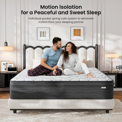 Medium Firm Hybrid Mattress with Memory Foam and Pocketed Springs, 25CM Single Mattress,Grey