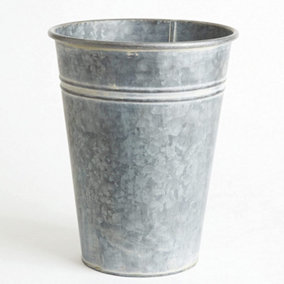 Medium Florist's Bucket - Grey Galvanised Steel Vase for Fresh or Artificial Flower Stem Bouquet Arrangements - Measures 30 x 23cm