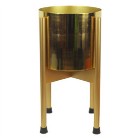 Medium Gold Stand with Gold Metal Planter 38.5cm x 18cm