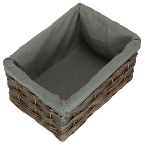 Medium Grey Scandi Storage Basket With Grey Lining