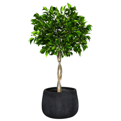 Medium Grey Symmetry Stripe Fibre Clay Indoor Outdoor Garden Planter ...