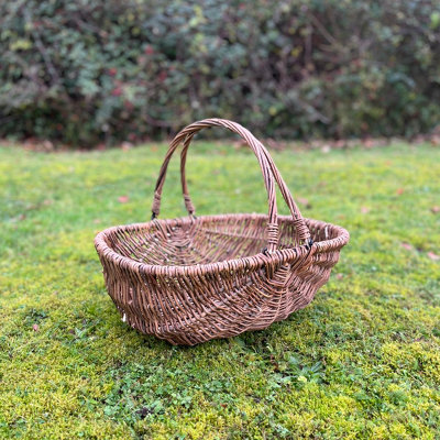 Medium & Large Natural Willow Wicker Garden Trug Basket (Set of 2)