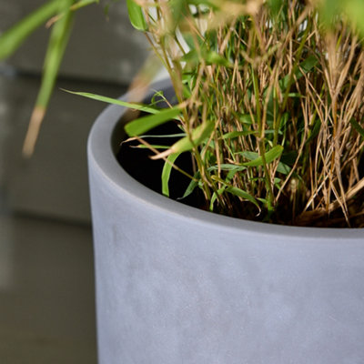 Medium Light Grey Fibre Clay Indoor Outdoor Garden Planter Houseplant Flower Plant Pot