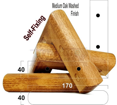 Medium Oak Washed Wood Corner Feet 45mm High Replacement Furniture Sofa Legs Self Fixing  Chairs Cabinets Beds Etc PKC321