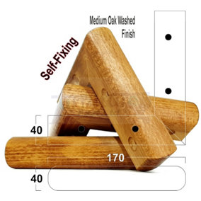 Medium Oak Washed Wood Corner Feet 45mm High Replacement Furniture Sofa Legs Self Fixing  Chairs Cabinets Beds Etc PKC321