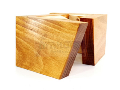 Medium Oak Washed Wood Corner Feet 95mm High Replacement Furniture Sofa Legs Self Fixing Chairs Cabinets Beds Etc PKC300