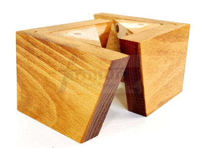 Medium Oak Washed Wood Corner Feet 95mm High Replacement Furniture Sofa Legs Self Fixing Chairs Cabinets Beds Etc PKC300