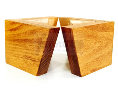 Medium Oak Washed Wood Corner Feet 95mm High Replacement Furniture Sofa Legs Self Fixing Chairs Cabinets Beds Etc PKC300