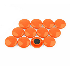 Medium Orange Planning Office Magnets for Fridge, Whiteboard, Noticeboard, Filing Cabinet - Pack of 12