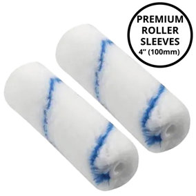 Medium Pile Woven Polyester 4"(100mm) Paint Roller Sleeve, Pack of 2