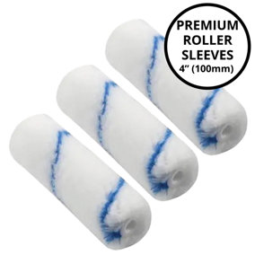Medium Pile Woven Polyester 4"(100mm) Paint  Roller Sleeve, Pack of 3