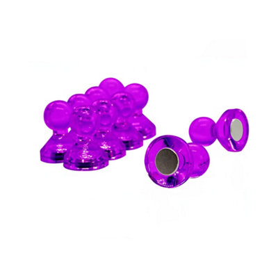 Medium Purple Acrylic Push Pin Magnet for Fridge, Whiteboard, Noticeboard, Filing Cabinet - 15mm dia x 21mm tall - Pack of 10