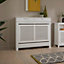 Medium Radiator Cover with Drawers and Rattan Panels in White