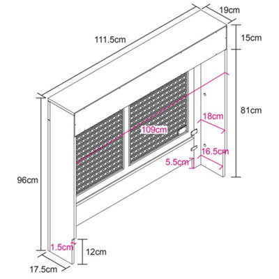 Medium Radiator Cover with Drawers and Rattan Panels in White - 7