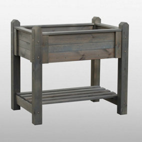 Medium Raised Garden Herb Bed Planter - 60D x 90W x 84.5H - Timber/Metal - Grey