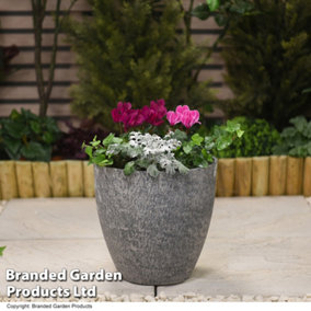 Medium Stone Effect Garden Outdoor Planter Durable Lightweight Weatherproof Plastic (x1)