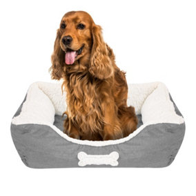 Medium Super Soft Grey Pet Bed Padded Comforting Puppy Dog Separation Anxiety