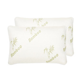 Medium Support Bamboo Memory Foam Pillow - Hypoallergenic Deep Fill Pillow Pair