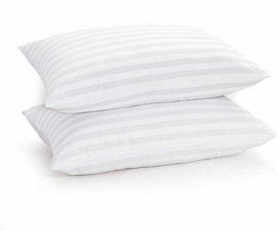 Medium Support Satin Stripe Pillow, Hypoallergenic, Comfy, Deep Fill Pillow Pair