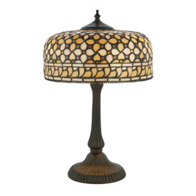 Medium Tiffany Glass Table Lamp - Dark Bronze Finish - Requires 2 x 40W E14 Golf