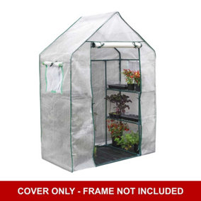 Medium Walk In Greenhouse Spare PE Cover Roll Up Door & Netted Windows for Temperature Control