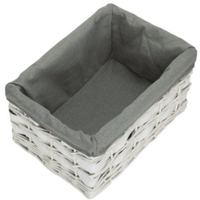 Medium White Grey LinedScandi Storage Basket With Grey Lining