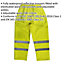 MEDIUM Yellow Hi-Vis Waterproof Trousers - Elasticated Waist Adjustable Ankles