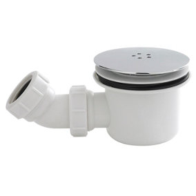 Mega Flow Shower Waste - White with Chrome Top