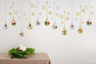Mega Wall Sticker Bundle Gold and Silver Traditional Bauble Room Decorations