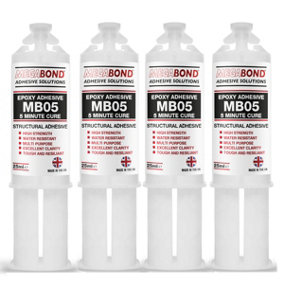 Megabond MB05 Rapid Cure 5 Min Epoxy Glue - Premium 2 Part Adhesive Clear (Pack of 4) - Fast 5 Minute Epoxy