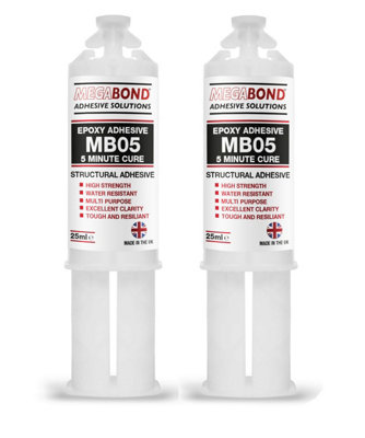 Megabond MB05 Rapid Cure 5 Min Epoxy Glue - Premium 2 Part Adhesive Clear (Pack of 4) - Fast 5 Minute Epoxy