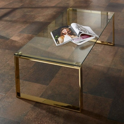 Megan Coffee Table Clear Glass Top Coffee Table for Living Room Centre Table Tea Table for Living Room Furniture Clear Glass