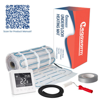 Megawarm 200W Electric Underfloor Heating Sticky Mat Kit - 10m2 - With White Thermostat Price Comparisons | Compare The Build