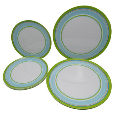 Melamine Dinner Set 16 Piece (Outdoor Camping Picnic Caravan Dinnerware ...