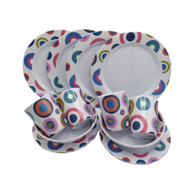Melamine Dinner Set 16 Piece (Outdoor Camping Picnic Caravan Dinnerware)