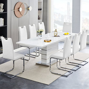 Melange Marble Effect Dining Table With 6 Petra Black Chairs