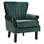 Melbourne Wing Back Armchair Occasional Accent Chair Studded Design Scroll Arms Padded Paneled Green