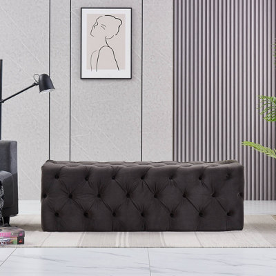 Melia Velvet Ottoman Bench Large Single Charcoal DIY at B Q